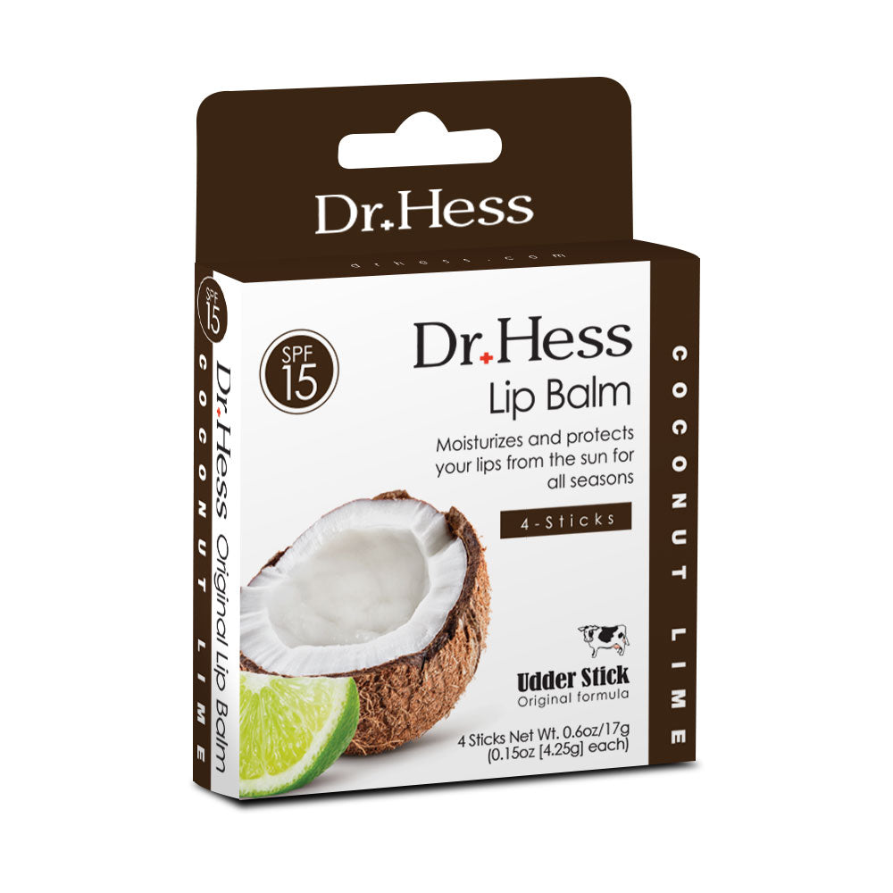 Dr. Hess Udder Stick Lip Balm, Coconut Lime, 4 Count