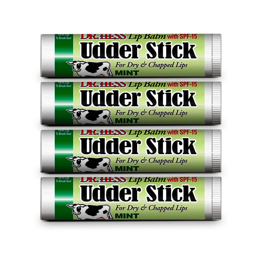 Dr. Hess Udder Stick Lip Balm, Mint, 4 Count