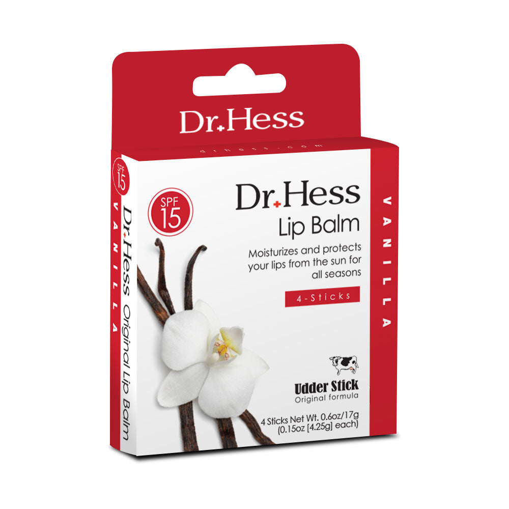 Dr. Hess Udder Stick Lip Balm, Vanilla, 4 Count