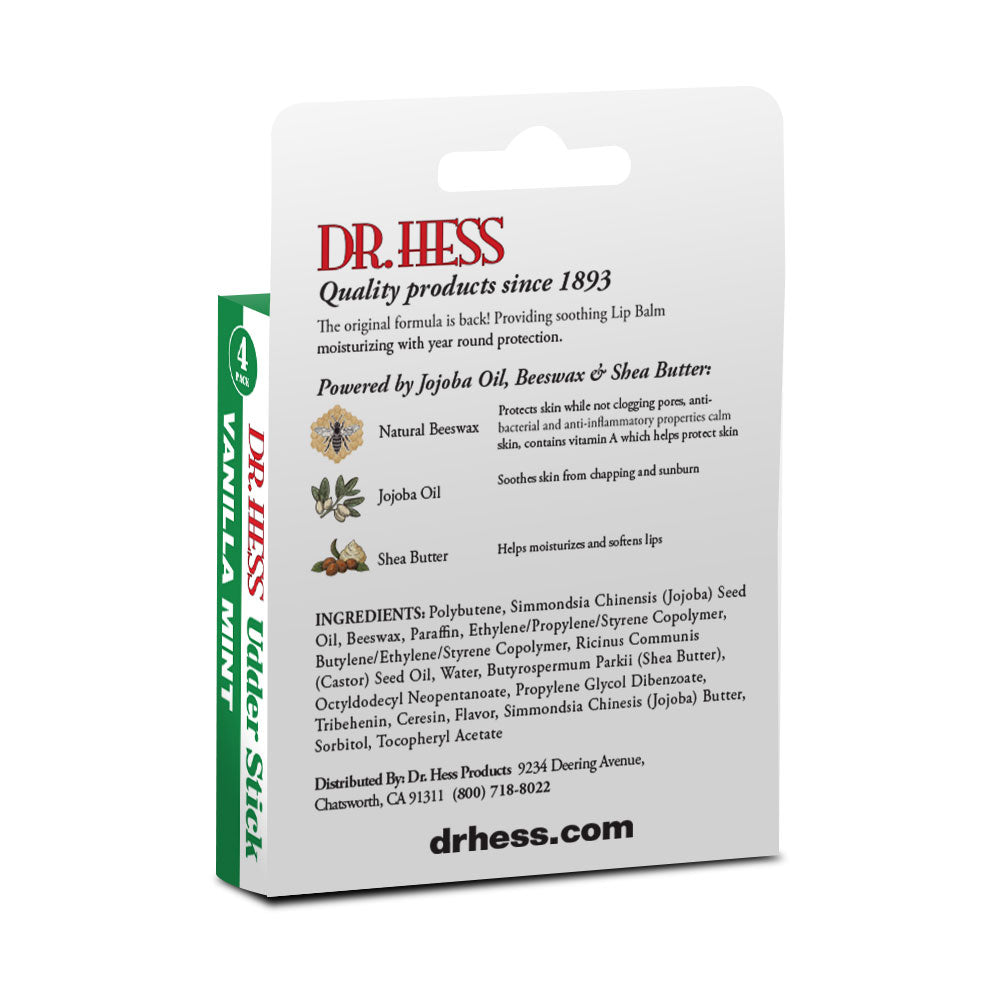 Dr. Hess Udder Stick Lip Balm, Vanilla Mint, 4 Count