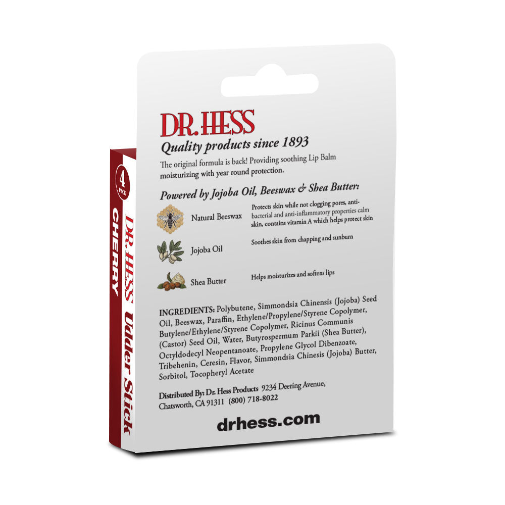 Dr. Hess Udder Stick Lip Balm, Cherry, 4 Count