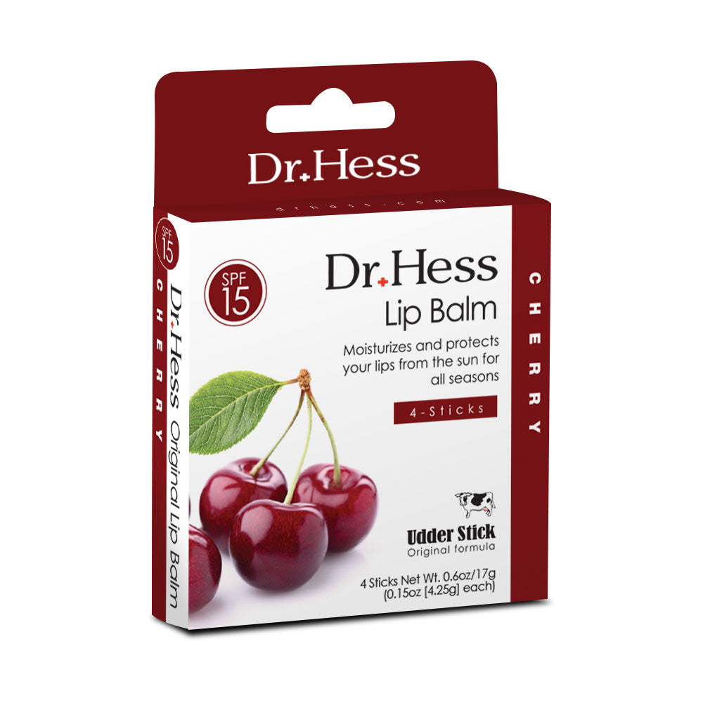 Dr. Hess Udder Stick Lip Balm, Cherry, 4 Count