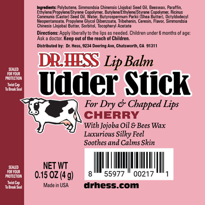 Dr. Hess Udder Stick Lip Balm, Cherry, 4 Count