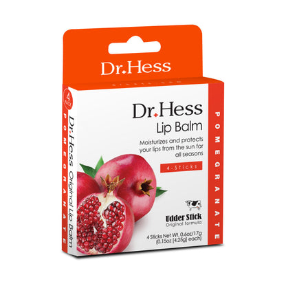 Dr. Hess Udder Stick Lip Balm, Pomegranate, 4 Count
