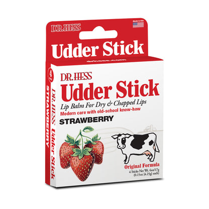 Dr. Hess Udder Stick Lip Balm, Strawberry, 4 Count